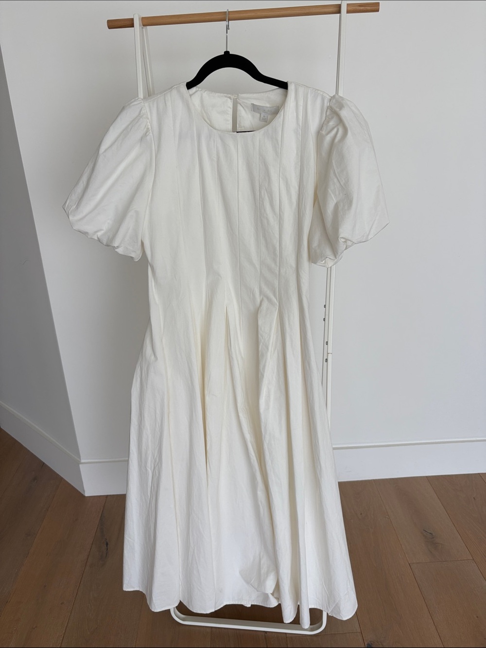 Anthropologie Cream Puff Sleeve Midi Dress